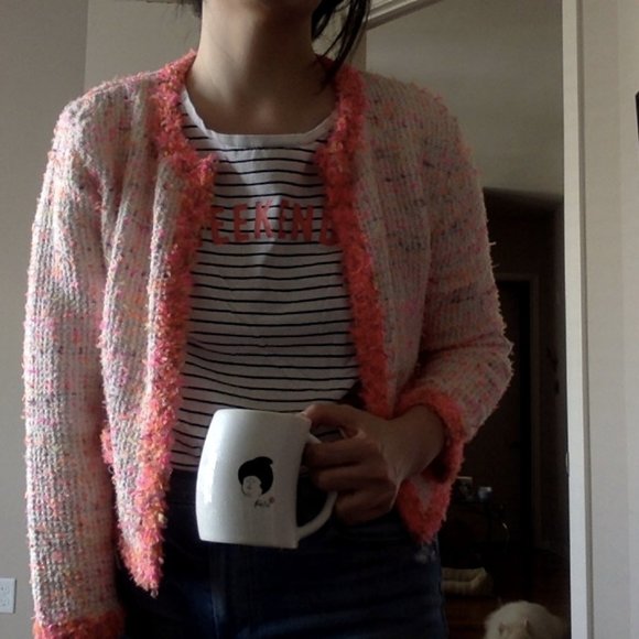 ZARA Hot Pink Tweed Cropped Cardigan Blazer - Picture 7 of 13